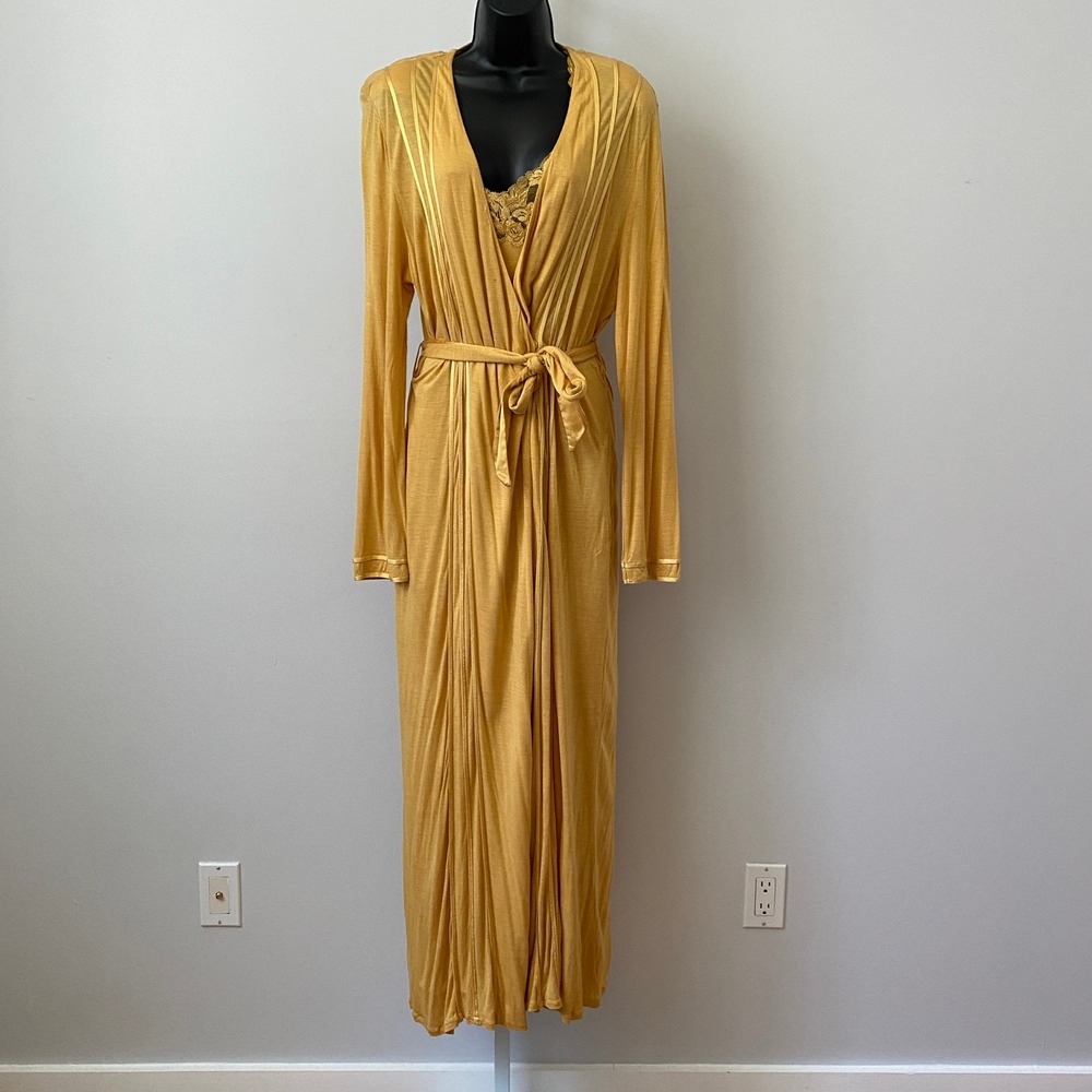 La Perla 2 Luxury Silk Nightgown & Robe Set Lace Halter Maxi Lingerie Italy